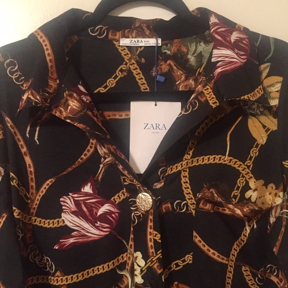 ZARA Chain Floral Print Mini Dress, S, NWT - Picture 3 of 8